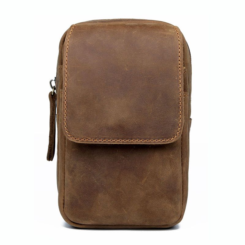 5006B Crazy Horse Leather Mobile Phone Bag for Men Phone Pocket_Waist